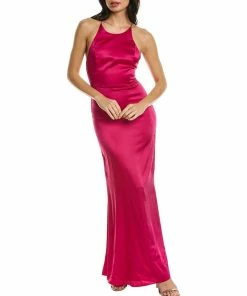 Alice + Olivia Sales 29 Discount ๐งจ alice + olivia Samia Halter Silk-Blend Gown for ๐ฉ women ๐