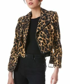 Cheap 🎉 alice + olivia Johnsie Cropped Denim Moto Jacket for 👩 women 🔔