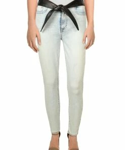 Cheap ๐ Alice + Olivia ๐ฉ Womens High Waist Leather Trim Skinny ๐ Jeans ๐งจ