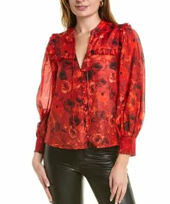 Wholesale 🥰 alice + olivia Bette Silk-Blend Blouse for 👩 women 🛒