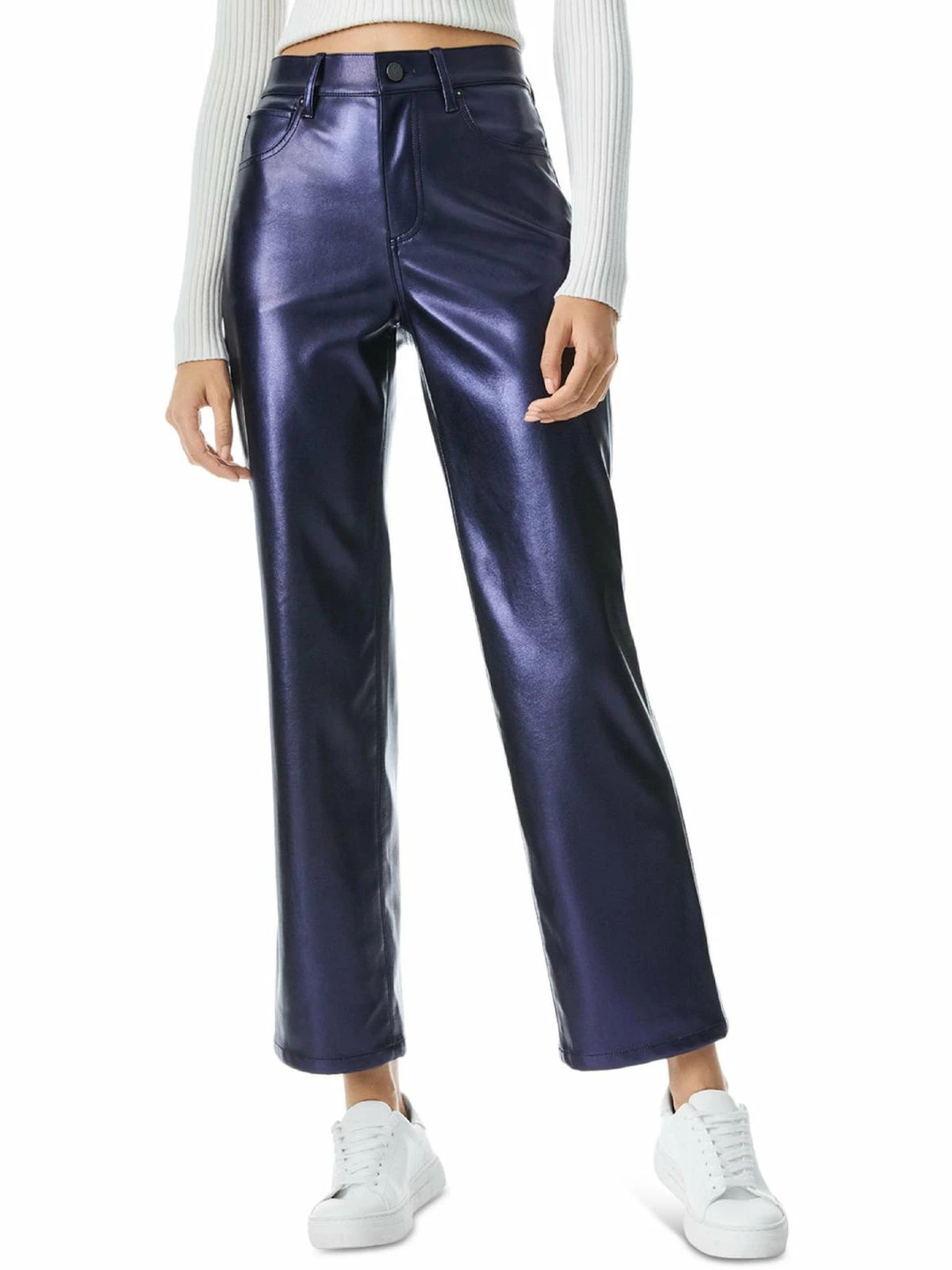 Outlet ๐ฅฐ Alice + Olivia ๐ฉ Womens Vegan Leather High Rise Straight Leg Pants ๐ 2 Outlet ๐ฅฐ Alice + Olivia ๐ฉ Womens Vegan Leather High Rise Straight Leg Pants ๐