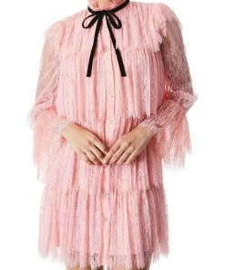 Cheap 😀 Alice + Olivia 👩 Womens Lace Tiered Mini 👗 Dress ✨