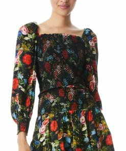 Best Pirce 😍 alice + olivia Cooper Smock Bodice Top for 👩 women 🛒