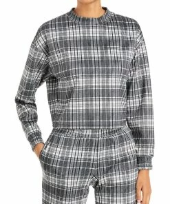 Promo ❤️ Alice + Olivia Leslie 👩 Womens Plaid Crop Sweatshirt 👍
