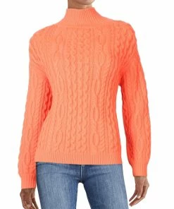 Promo ⌛ Alice + Olivia Kenny 👩 Womens Wool Cable Knit Mock Turtleneck Sweater 👏