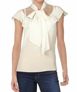 Promo 🎉 Alice + Olivia ggg 👩 Womens Silk Lace Blouse 🧨