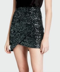 Budget 🤩 Alice + Olivia Fidela Embellished Draped Mini 👗 Skirt in Black for 👩 women 💯