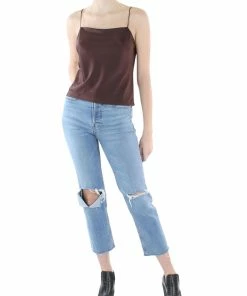 Buy 😉 Alice + Olivia Harmon 👩 Womens Drapey Satin Tank Top 🧨