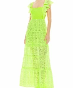 Coupon 🧨 Alice + Olivia Jules 👩 Womens Cotton Eyelet Maxi 👗 Dress ✨