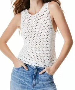 Budget ❤️ Alice + Olivia Reva Pearl Crochet Top in Soft White for 👩 women 😀