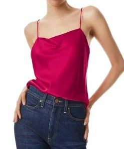 Best Sale โญ Alice + Olivia Harmon Drapey Slip Cami in Raspberry for ๐ฉ women ๐ฏ