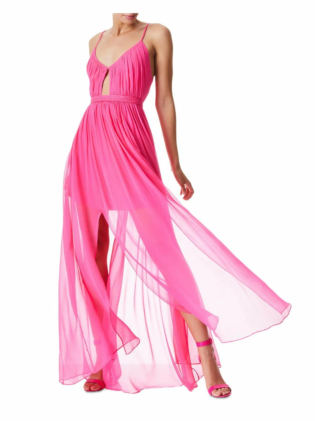 Best Sale 🤩 Alice + Olivia Tamar 👩 Womens Silk Cut-Out Maxi 👗 Dress 🤩 3 Best Sale 🤩 Alice + Olivia Tamar 👩 Womens Silk Cut-Out Maxi 👗 Dress 🤩