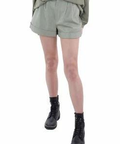 Flash Sale ✨ Alice + Olivia 👩 Womens Cuff Hem Leather High-Waist Shorts 🌟