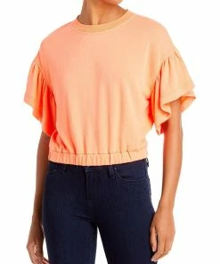 Budget ✔️ Alice + Olivia Joline 👩 Womens Ruffle Sleeve Crewneck Sweatshirt 🌟